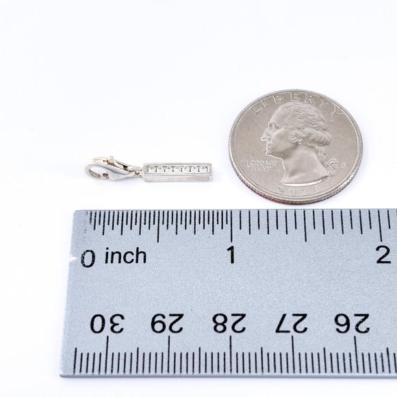 Vintage Sterling Silver 925 Cubic Zirconia Bar Drop Pendant - Picture 7 of 7